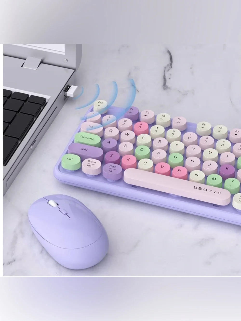 UBOTIE Colorful Wireless Keyboard and Mouse Combos